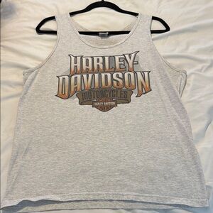 Harley-Davidson Gray and Orange Tank Top Sleeveless Shirt